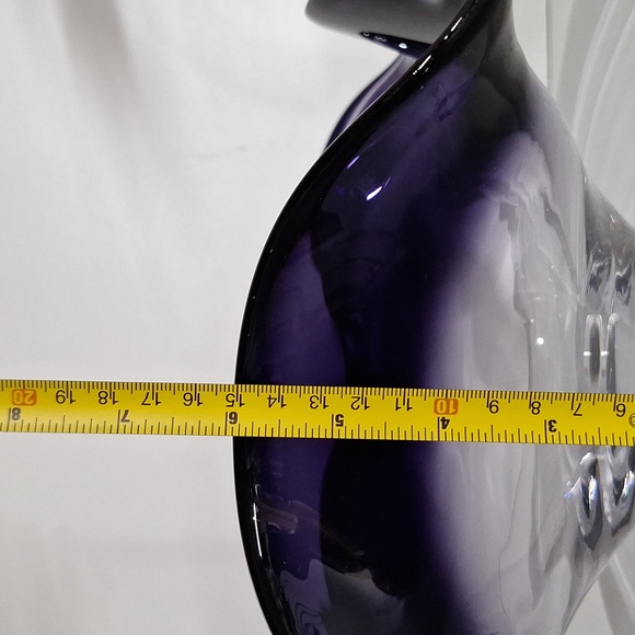 #AEB Clear and dark purple blown glass bowl with ruffled edge - Picture 5 of 7